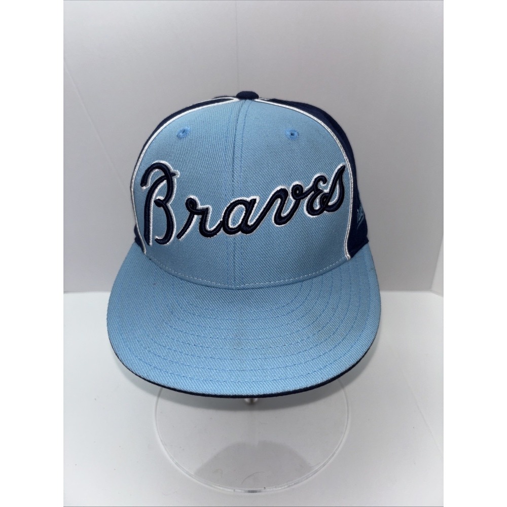 Atlanta Braves 74 Baby Blue Navy‎ Hat Cap Fitted Mitchell Ness Cooperstown 6 1/2